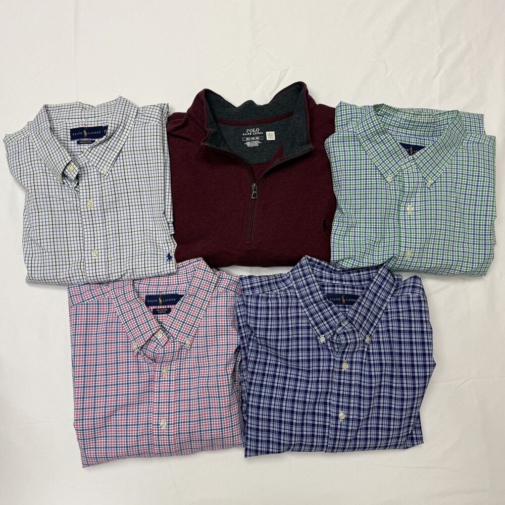 Lot of 5 Ralph Lauren Men’s 3XLT | 1-1/4 Zip & 4-Button Shirts Long Sleeve READ
